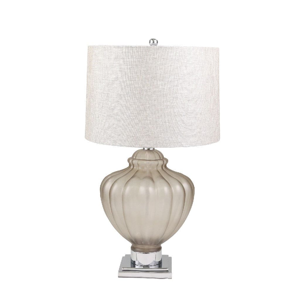 31 Inch Table Lamp with Urn Shaped Glass Faceted Body Gray