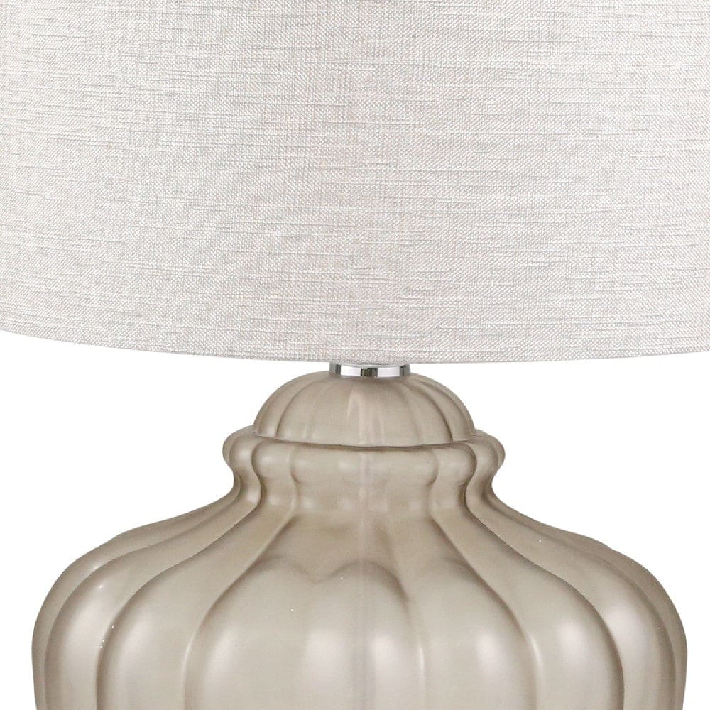 31 Inch Table Lamp with Urn Shaped Glass Faceted Body Gray