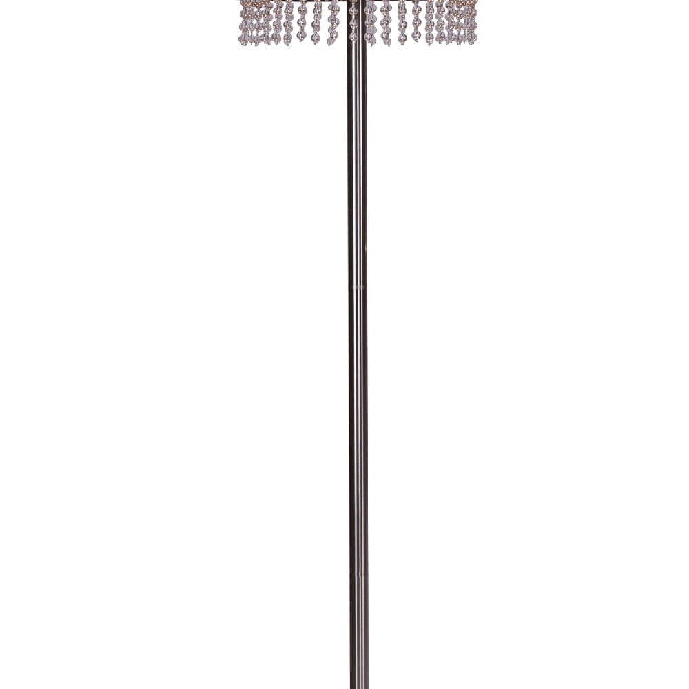 64 Inch Floor Lamp With Mesh Shade And Hanging Beads Black