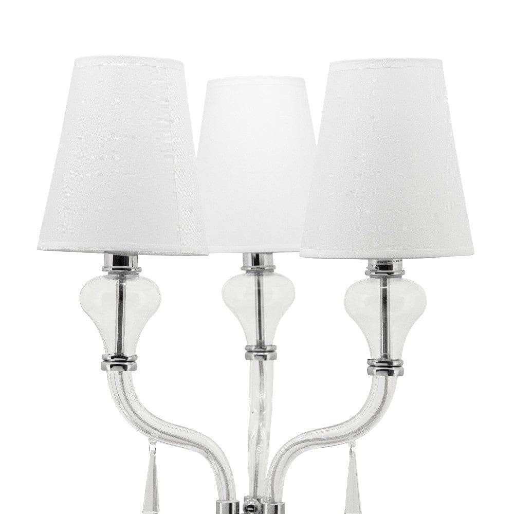 65 Inch Floor Lamp With 3 Flared Glass Accent Arms Silver