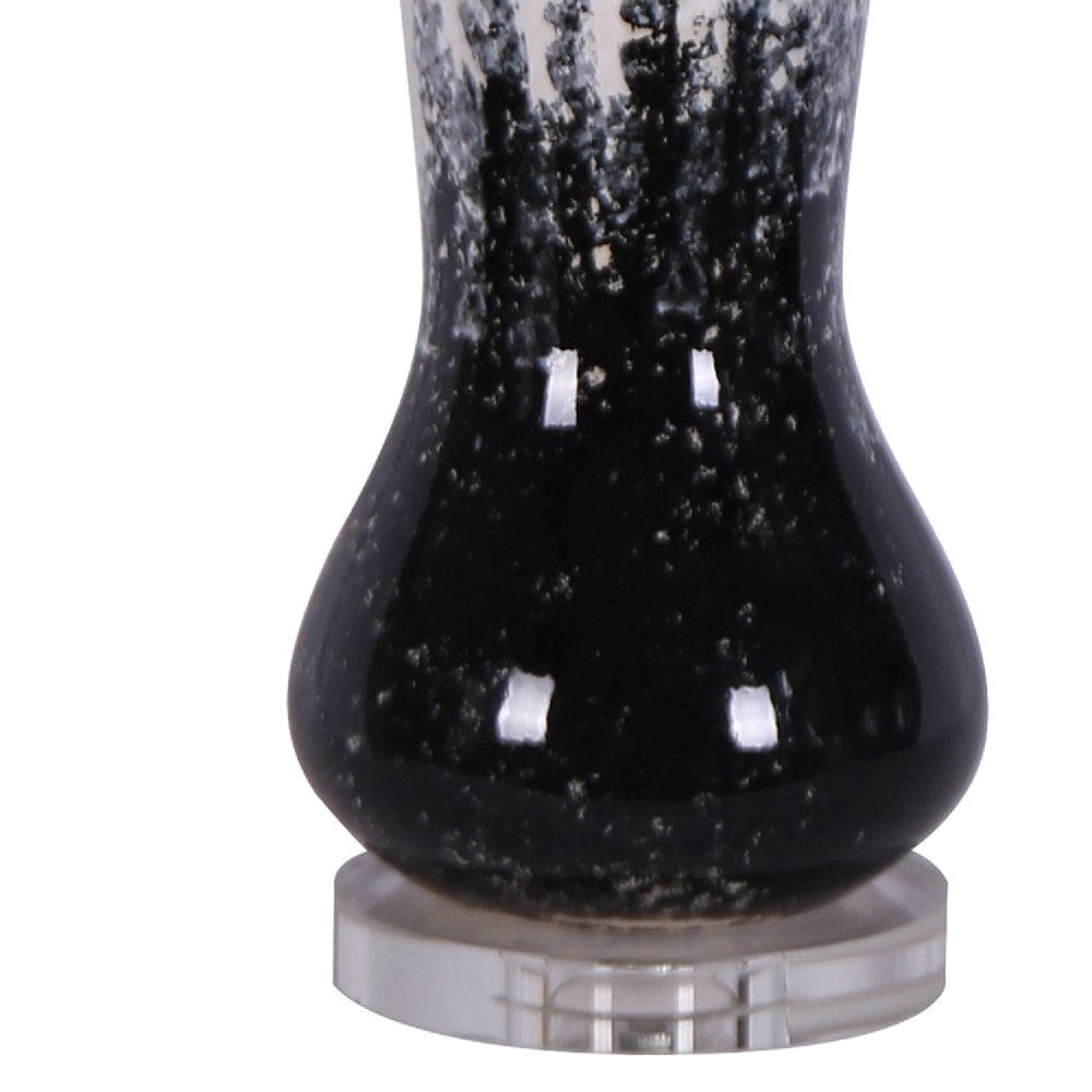 33 Inch Table Lamp in Abstract Art Design Black and White