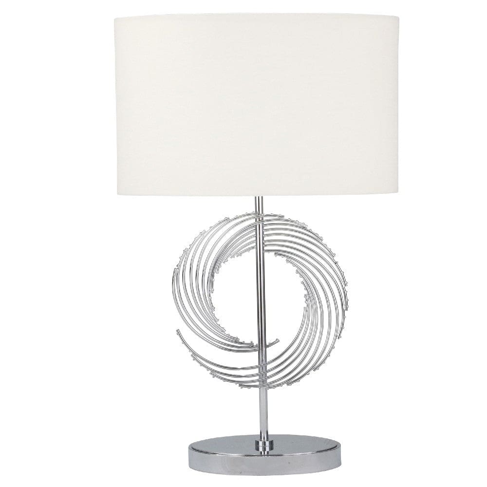 29 Inch Table Lamp with Abstract Spiral Art Design Silver