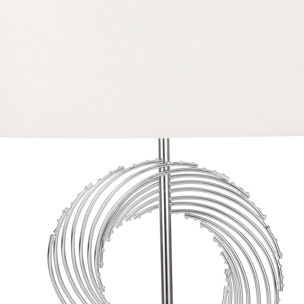 29 Inch Table Lamp with Abstract Spiral Art Design Silver