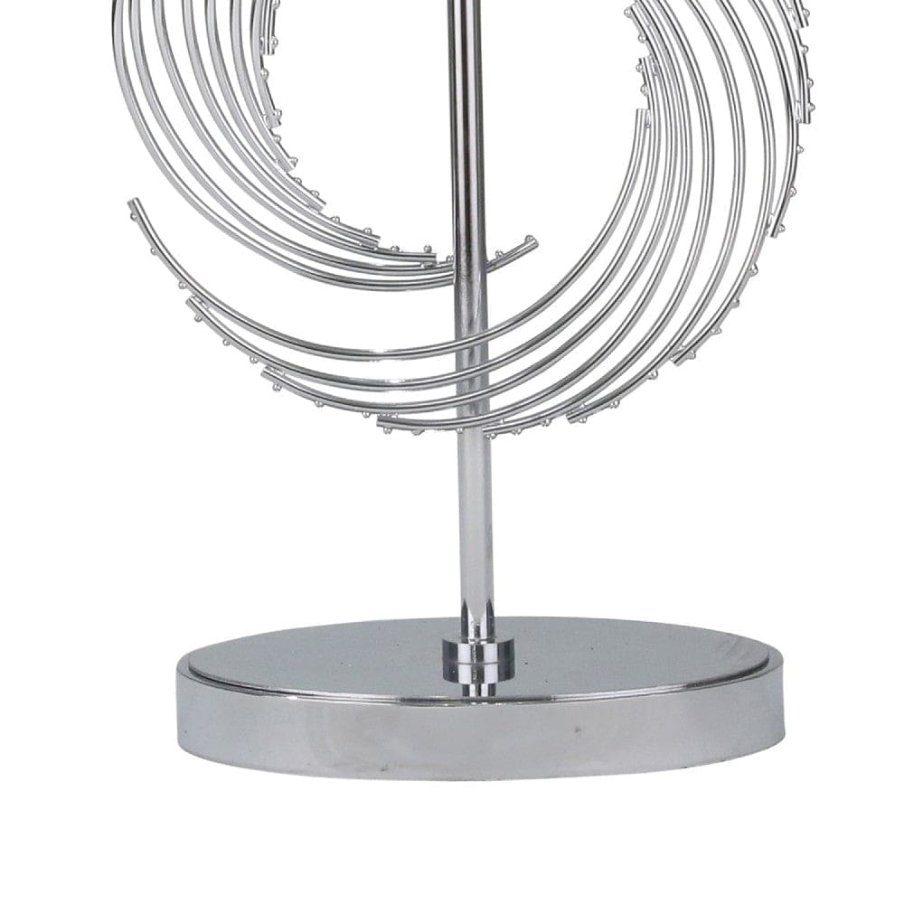 29 Inch Table Lamp with Abstract Spiral Art Design Silver
