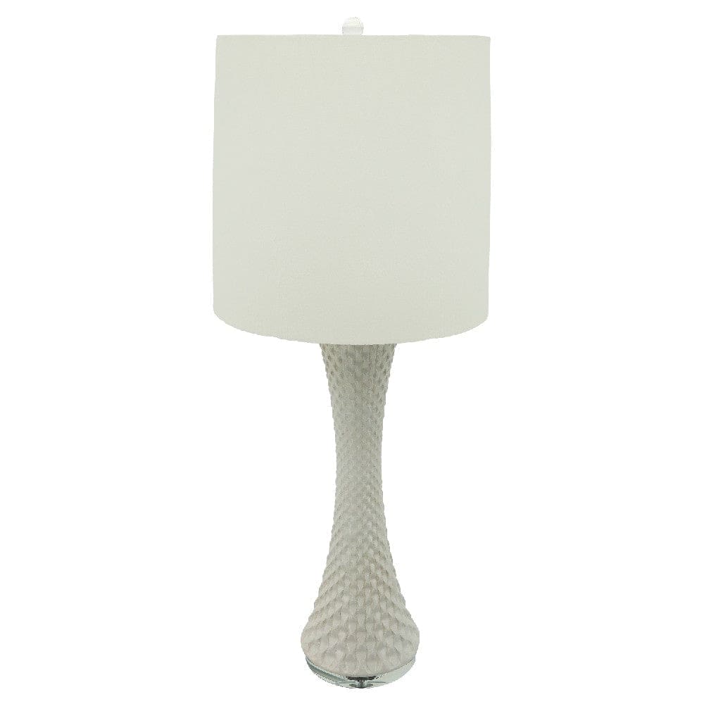 38 Inch Table Lamp with Textured Shell Style Body White