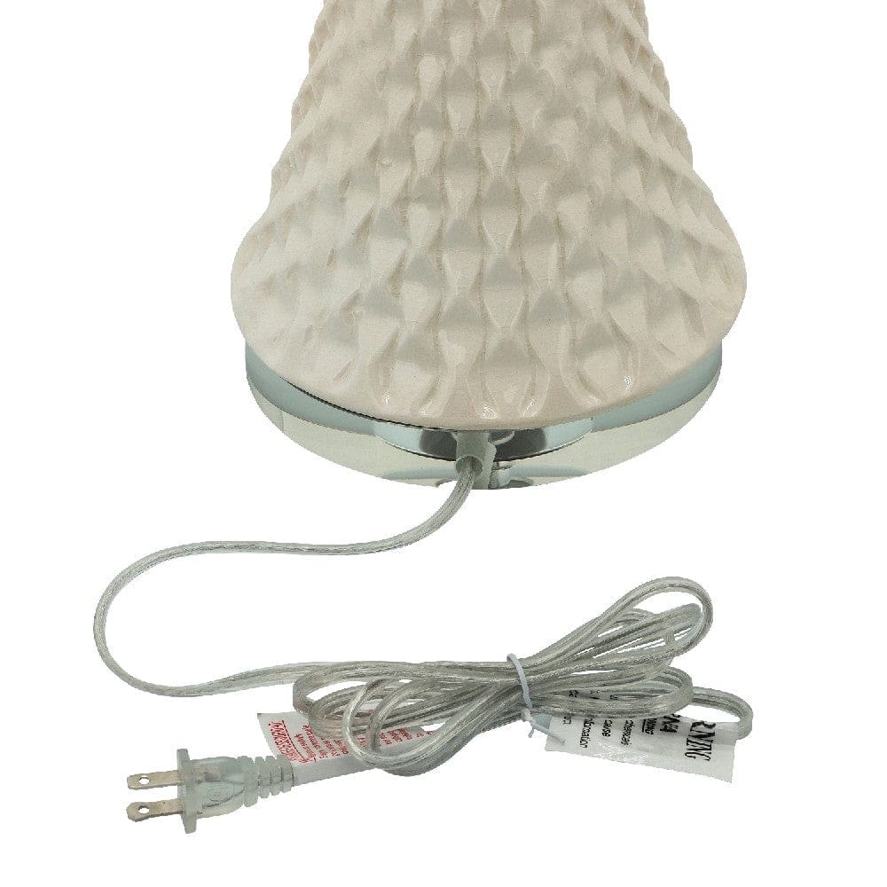 38 Inch Table Lamp with Textured Shell Style Body White