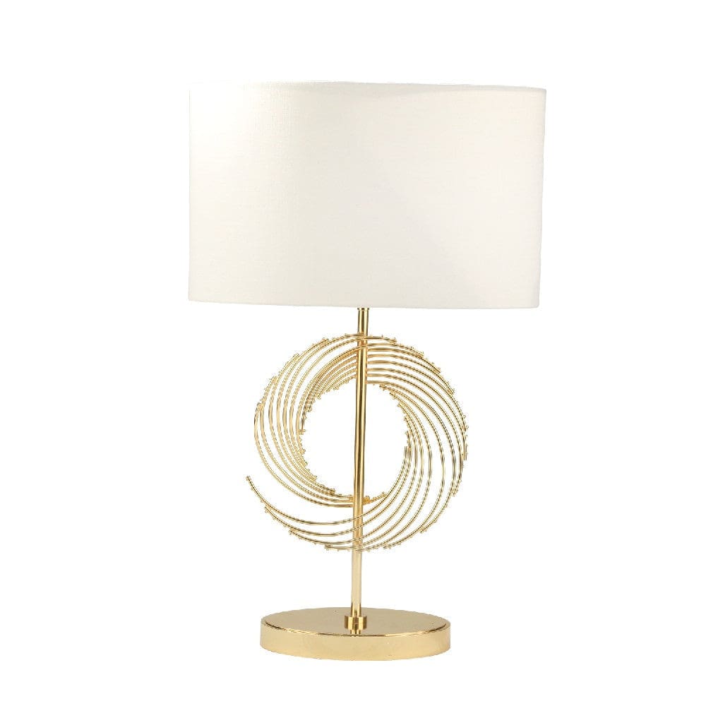 29 Inch Table Lamp with Abstract Spiral Art Design Gold
