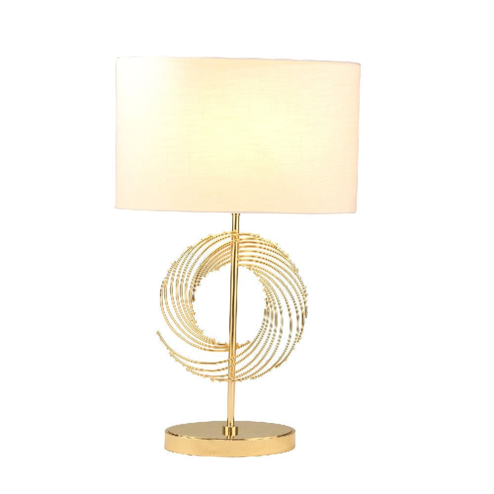 29 Inch Table Lamp with Abstract Spiral Art Design Gold
