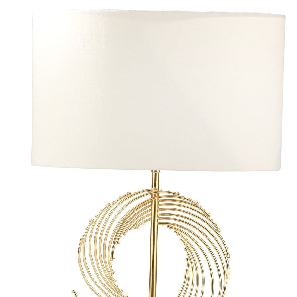 29 Inch Table Lamp with Abstract Spiral Art Design Gold