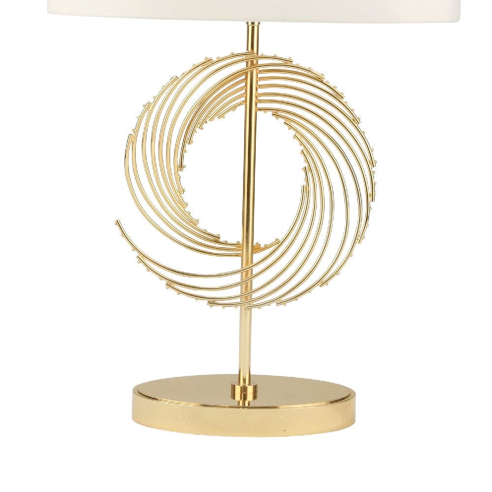 29 Inch Table Lamp with Abstract Spiral Art Design Gold