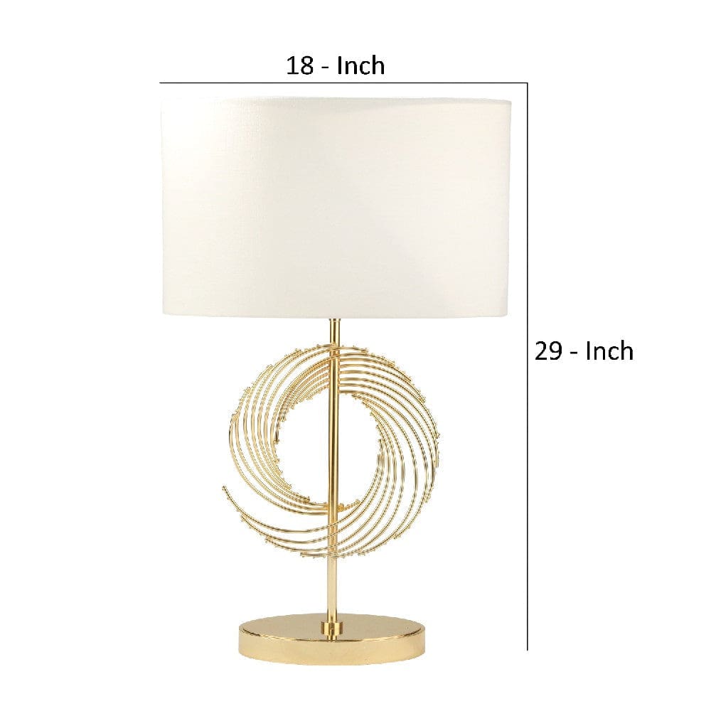 29 Inch Table Lamp with Abstract Spiral Art Design Gold