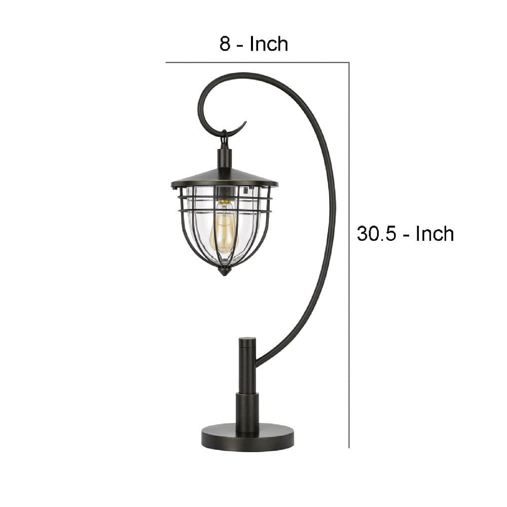 30 Inch Metal Downbridge Lantern Table Lamp Bronze Black