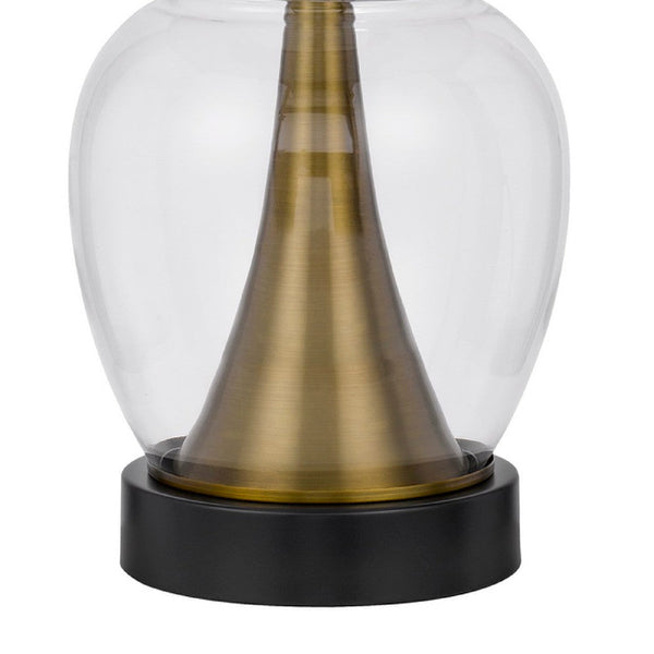 30 Inch Metal Table Lamp Glass Jar Base Blue Clear