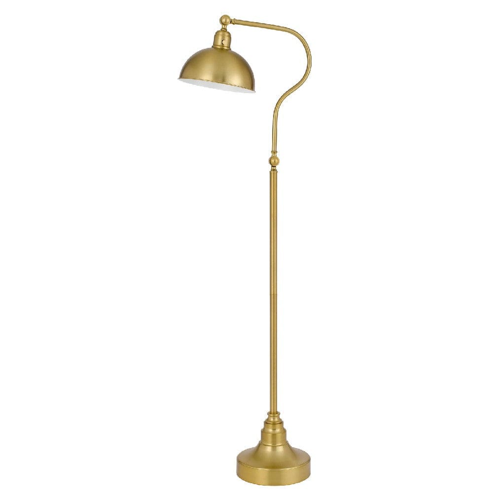60 Inch Metal Curved Floor Lamp Adjustable Dome Shade Brass