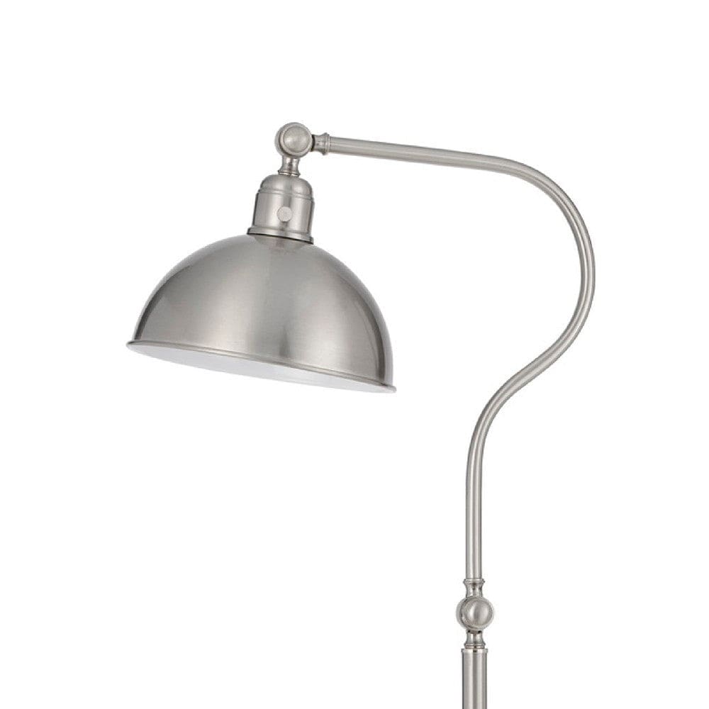 60 Inch Metal Curved Floor Lamp Adjustable Dome Shade Silver