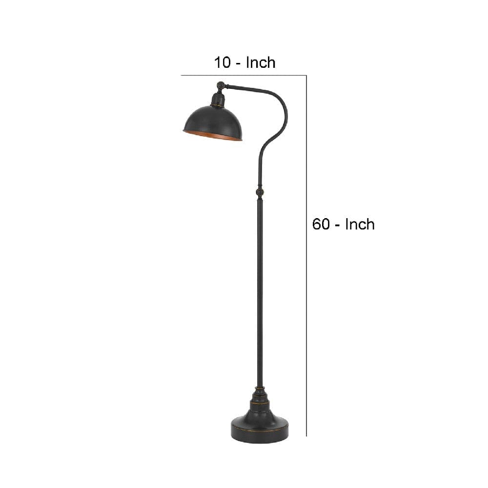 60 Inch Metal Curved Floor Lamp Adjustable Bronze Black