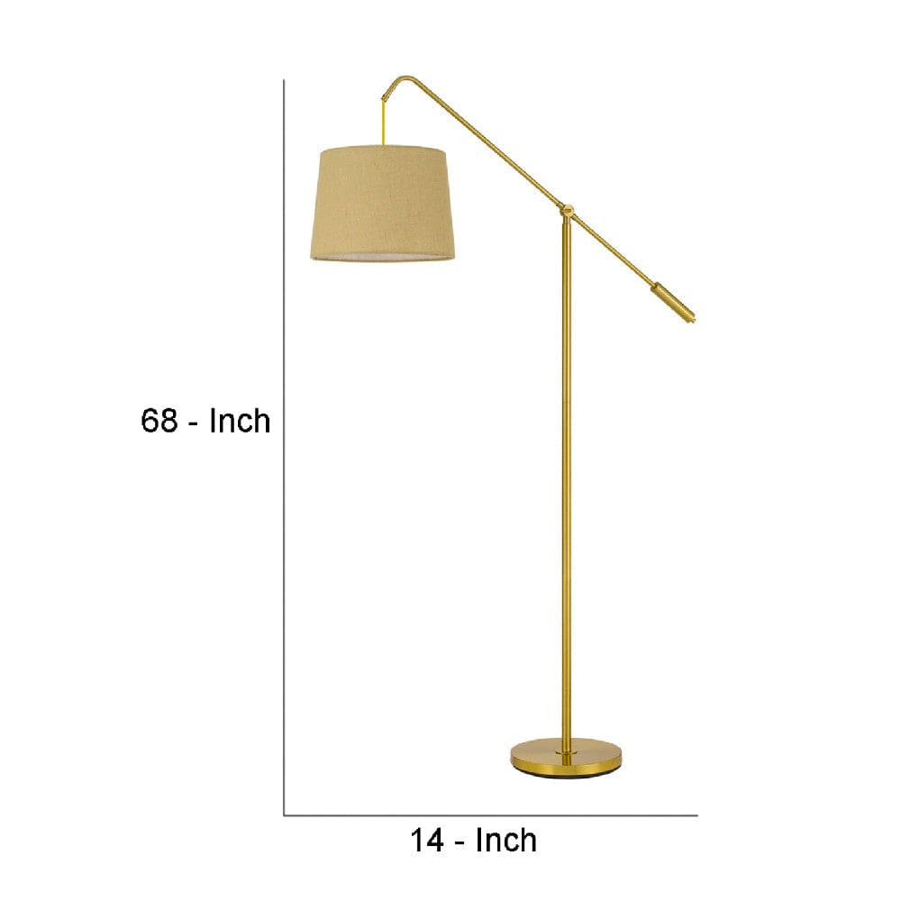68 Inch Adjustable Arc Arm Design Metal Floor Lamp Brass