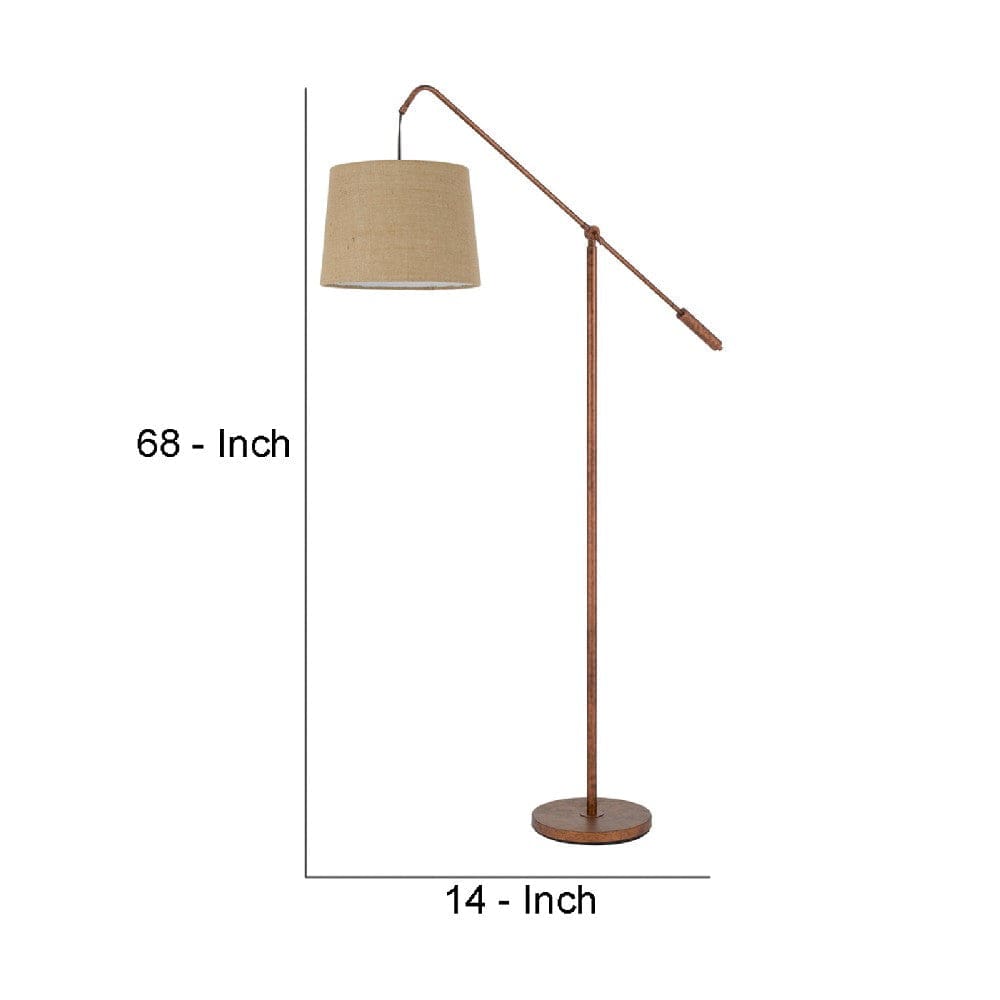 68 Inch Adjustable Arc Arm Metal Floor Lamp Rustic Bronze
