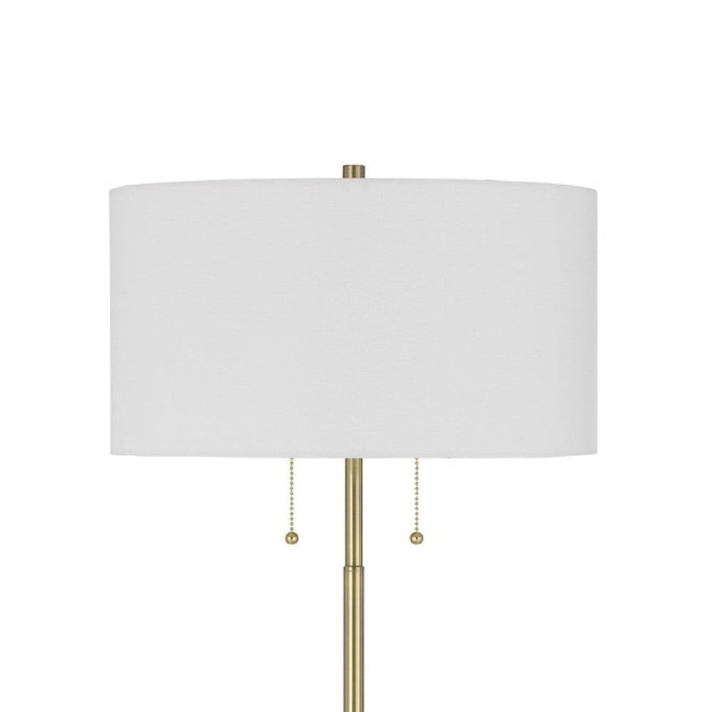 64 Inch Metal Floor Lamp With Pull Chain Switch Brass