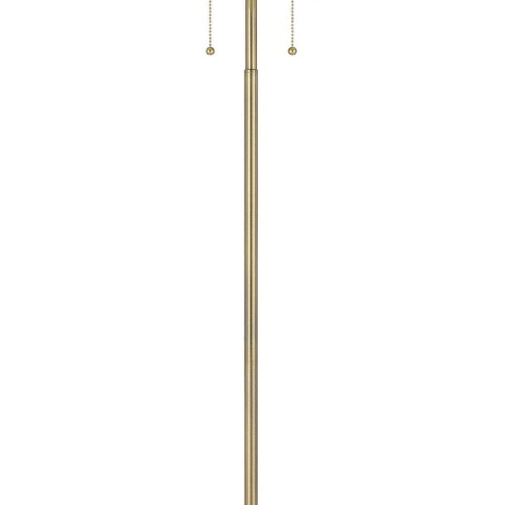 64 Inch Metal Floor Lamp With Pull Chain Switch Brass