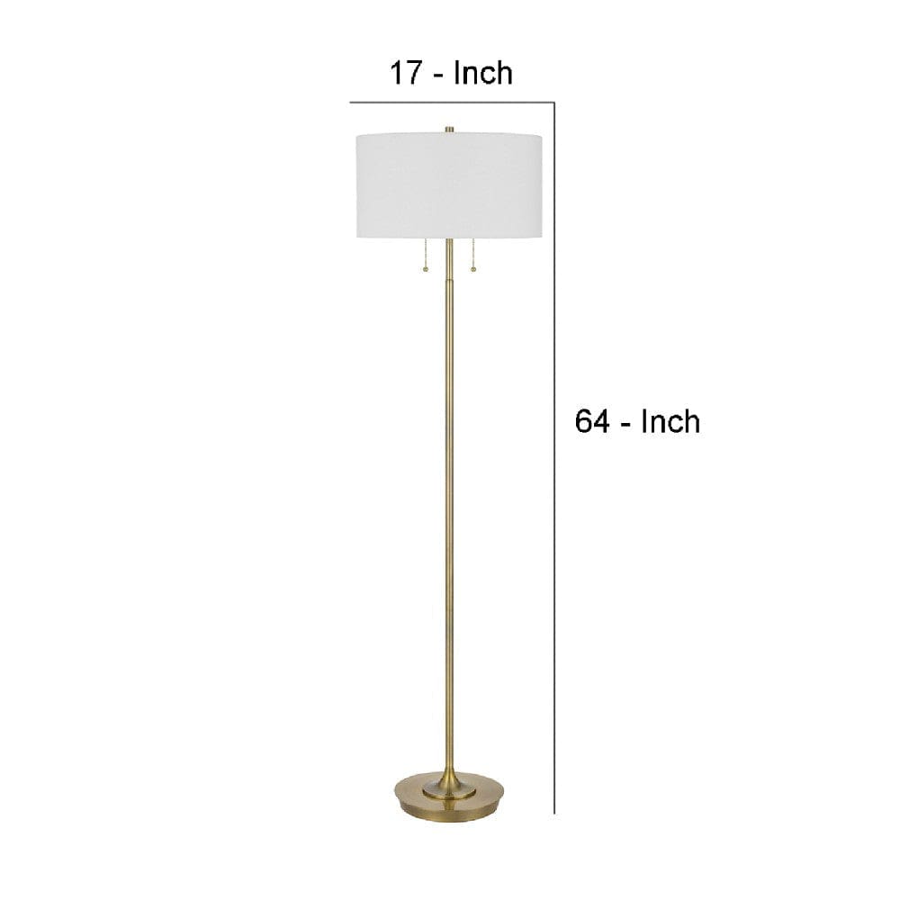 64 Inch Metal Floor Lamp With Pull Chain Switch Brass