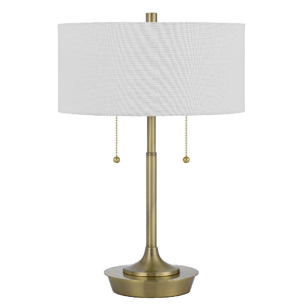 20 Inch Metal Table Lamp with Pull Chain Switch Brass