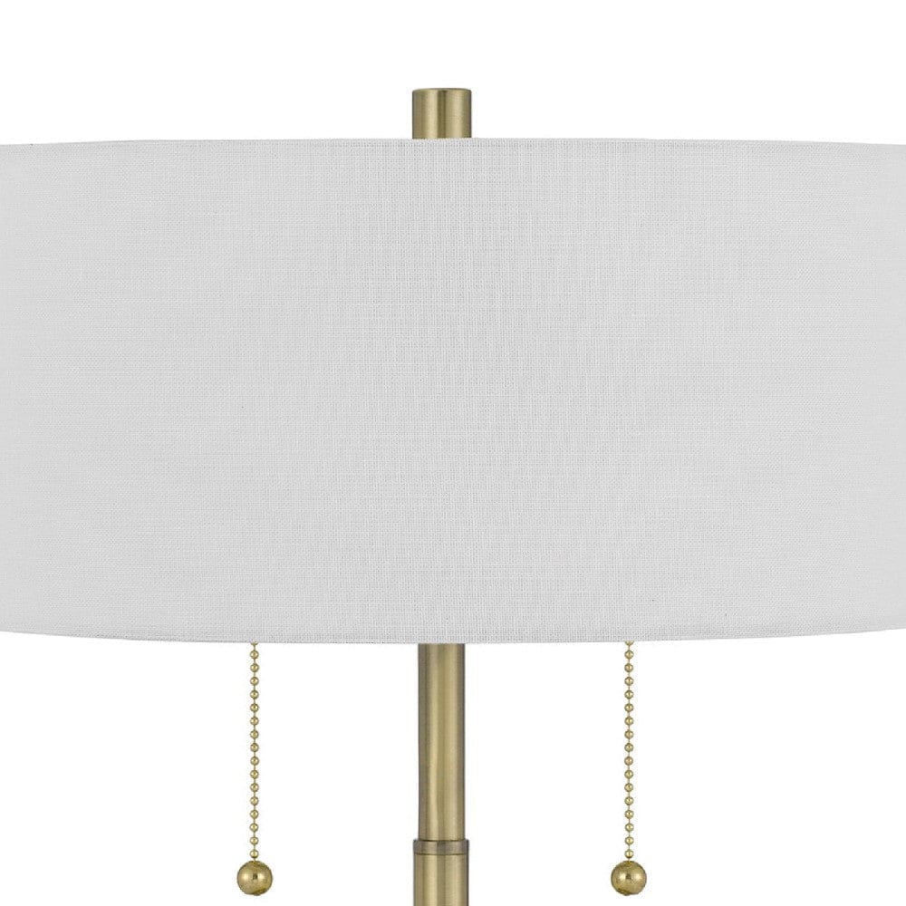 20 Inch Metal Table Lamp with Pull Chain Switch Brass