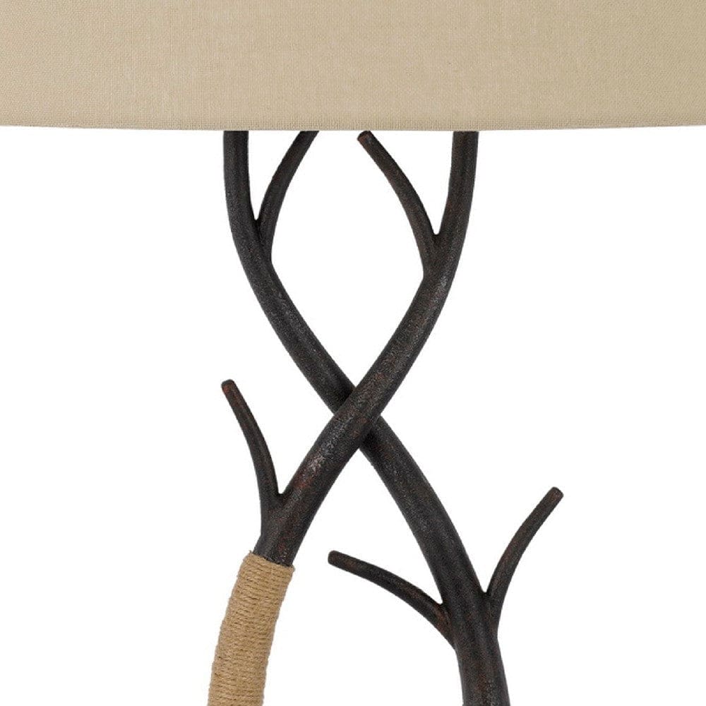 32 Inch Metal Tree Branch Base Table Lamp Dimmer Black
