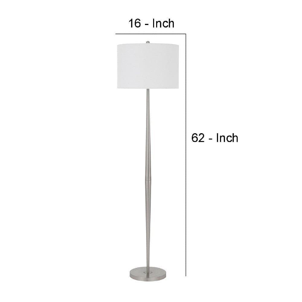 31 Inch Metal Floor Lamp With Dimmer Round Base Silver