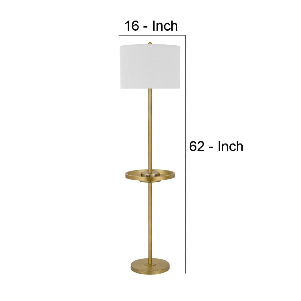 62 Inch Brass Floor Lamp Tray Dimmer 2 Usb Ports Matte Gold