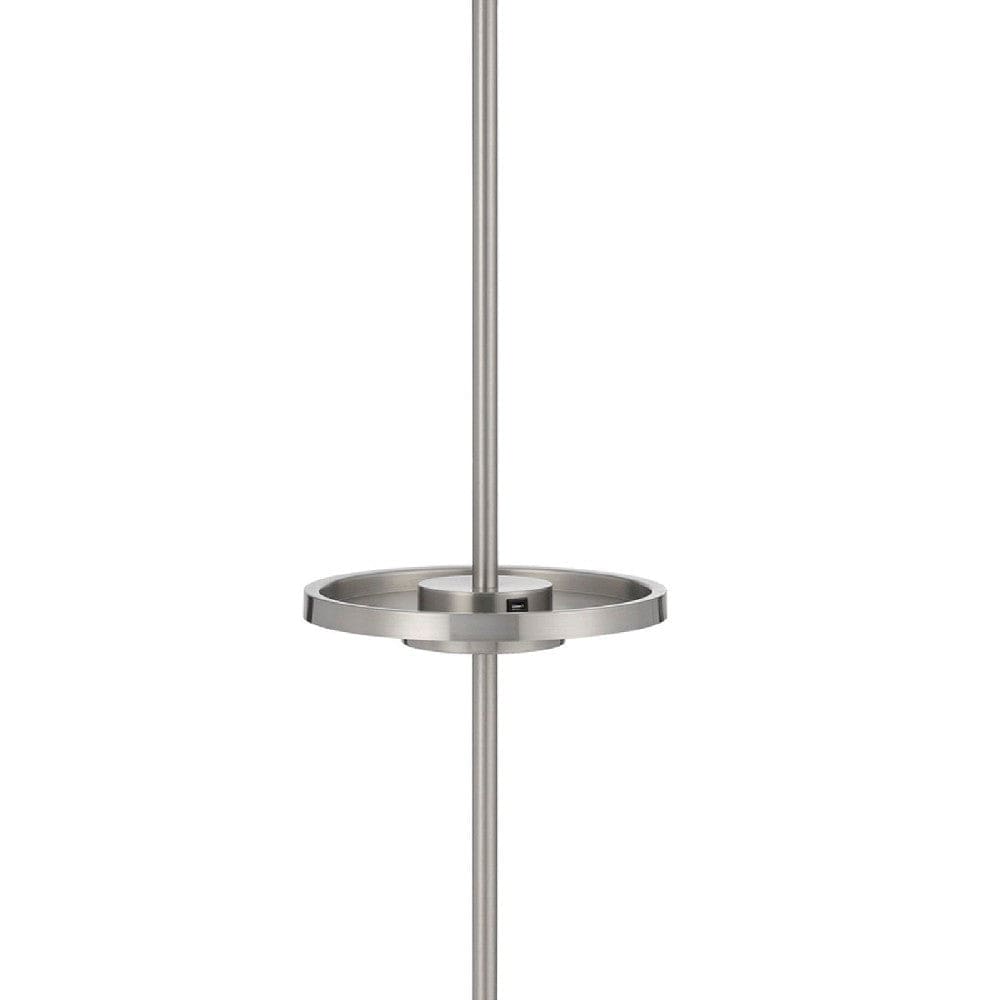 62 Inch Metal Floor Lamp Tray Dimmer 2 Usb Ports Silver