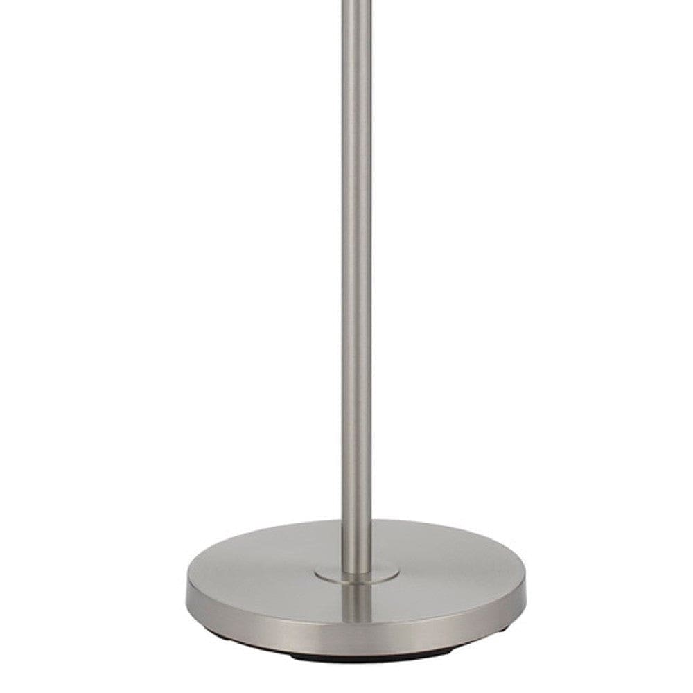 62 Inch Metal Floor Lamp Tray Dimmer 2 Usb Ports Silver