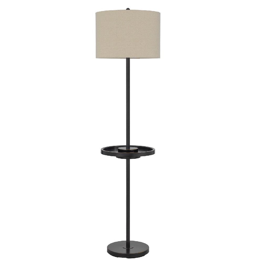 62 Inch Metal Floor Lamp Tray Dimmer 2 Usb Ports Bronze