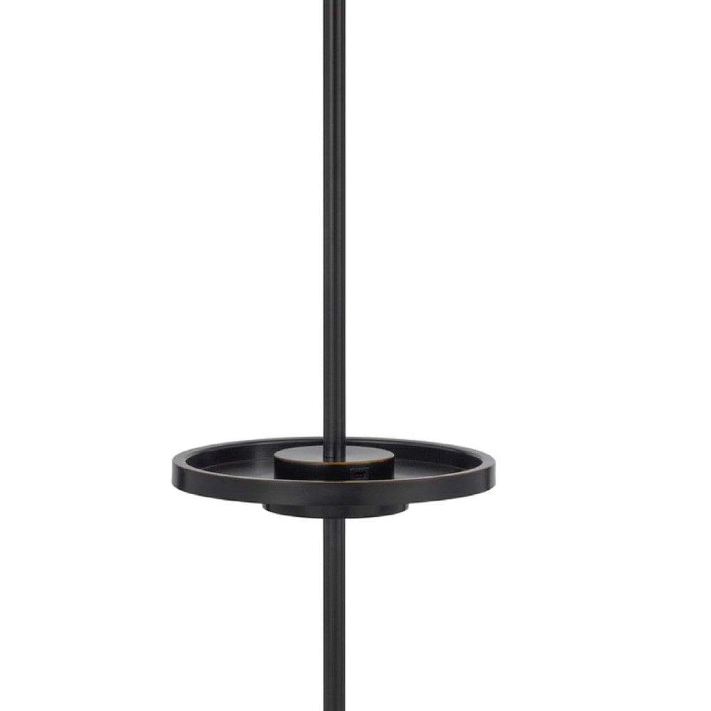 62 Inch Metal Floor Lamp Tray Dimmer 2 Usb Ports Bronze