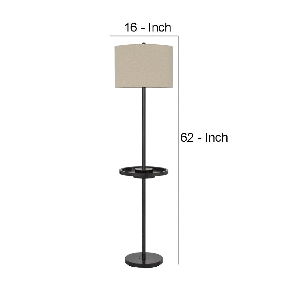 62 Inch Metal Floor Lamp Tray Dimmer 2 Usb Ports Bronze