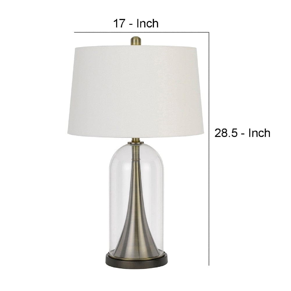 45 Inch Metal Table Lamp Dimmer Clear Glass Dome Base Silver