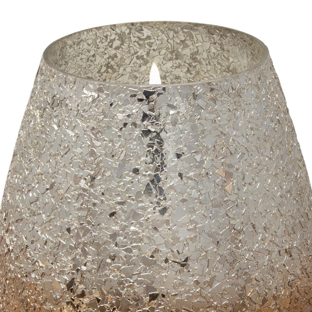 7.25 Inch Candle With Round Glass Encasing And Shimmery Detail Gold