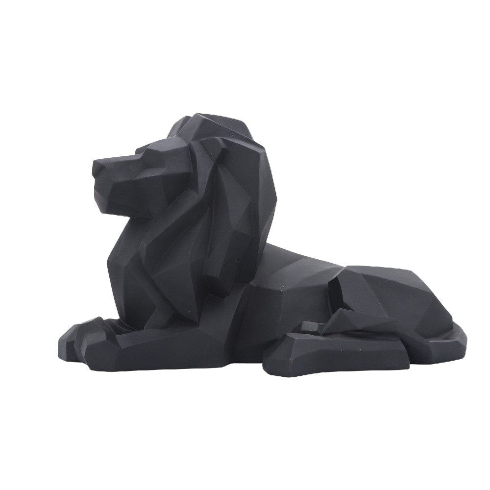 13 Inch Resin Accent Decor With Sitting Lion Design Black