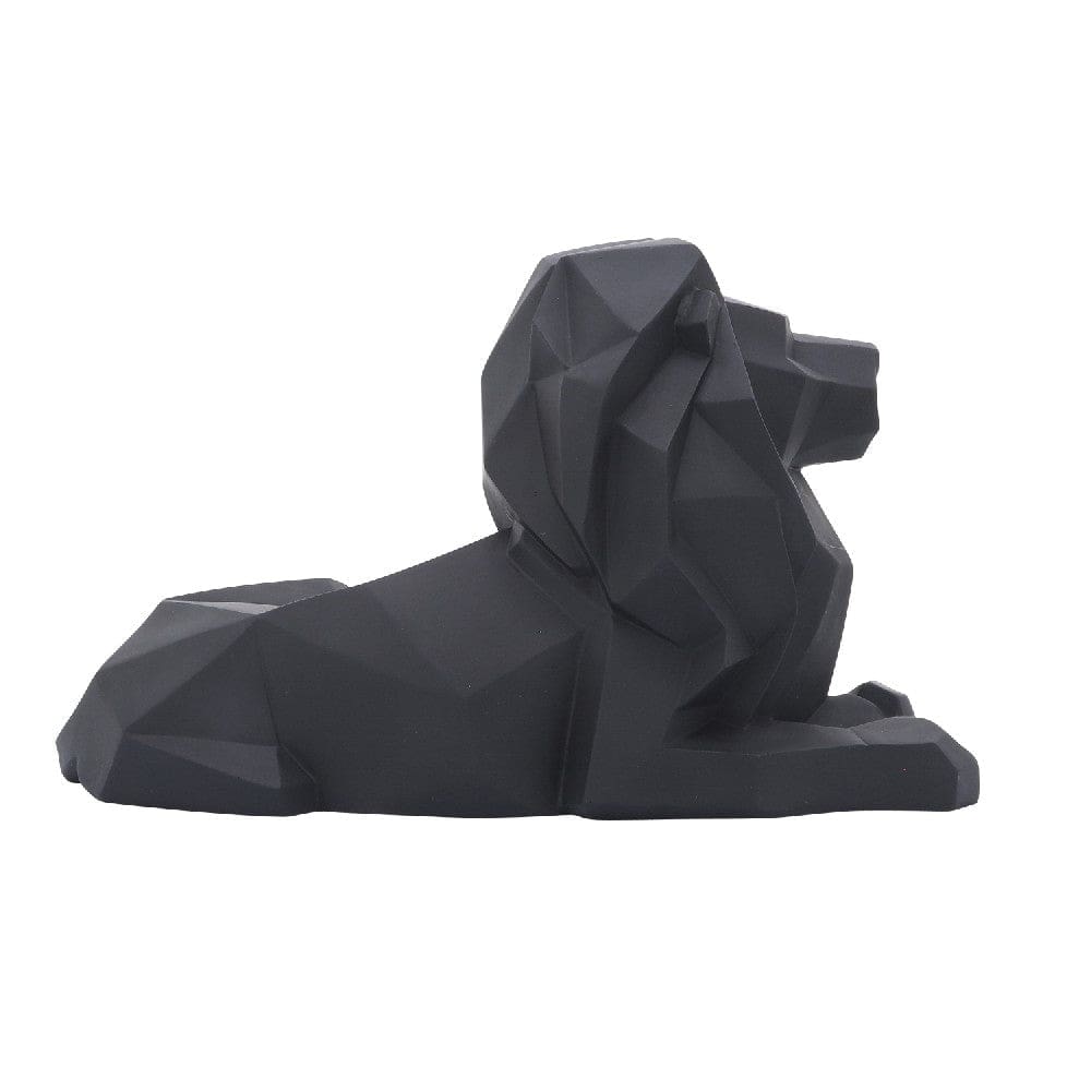 13 Inch Resin Accent Decor With Sitting Lion Design Black
