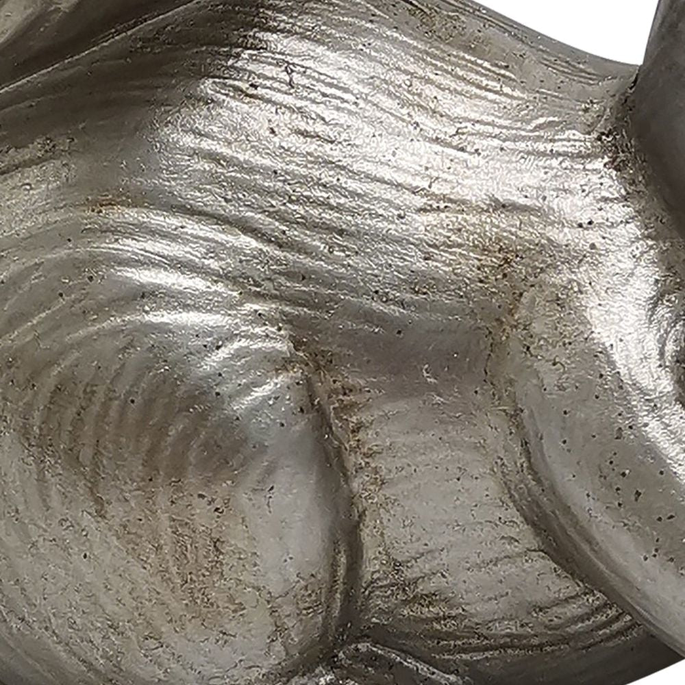 7 Inch Resin Accent Decor With Sitting Squirrel And Acorn Nut Silver