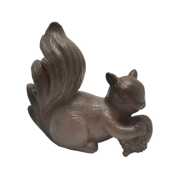 7 Inch Resin Accent Decor With Sitting Squirrel And Acorn Nut Brown