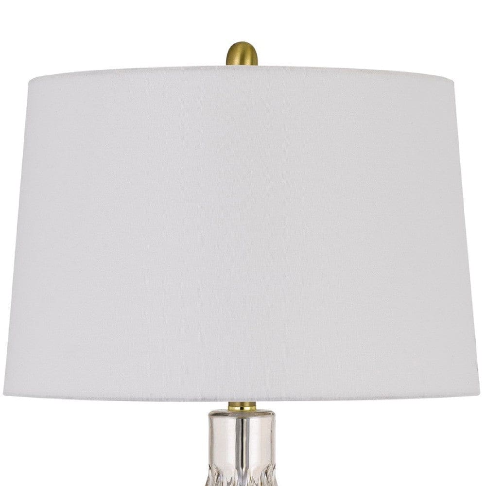 29 Inch Glass Table Lamp with Dimmer Round Clear and Brass