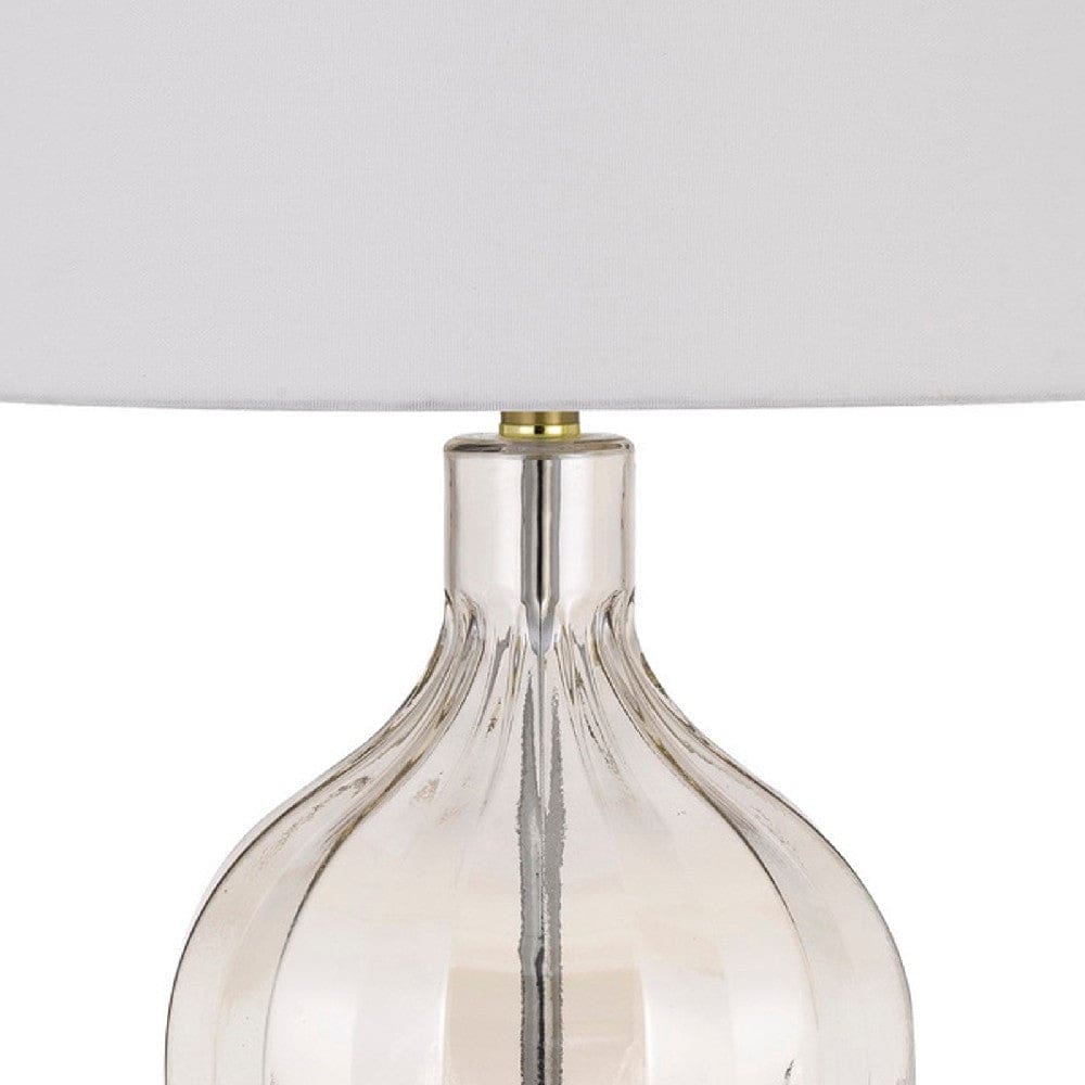 29 Inch Glass Table Lamp with Dimmer Round Clear and Brass