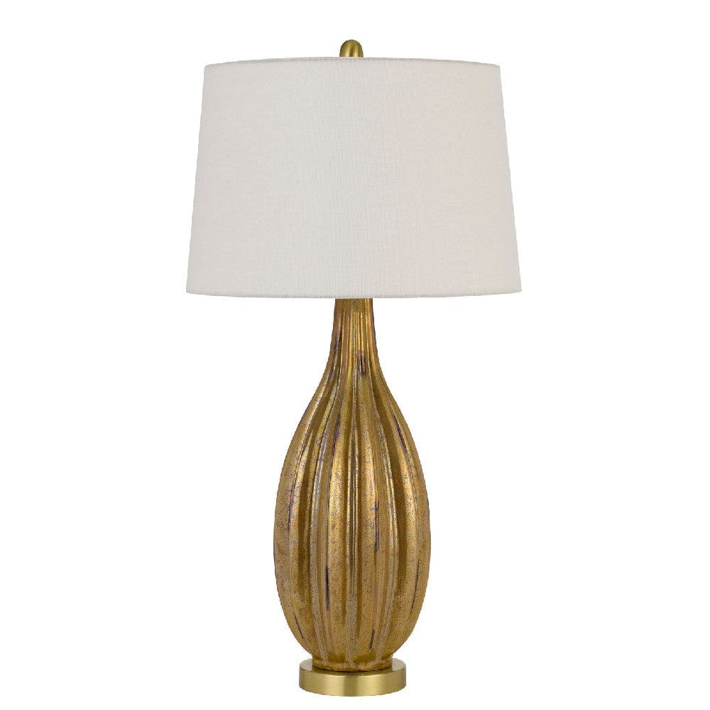 31 Inch Vintage Glass Table Lamp with Dimmer Antique Gold