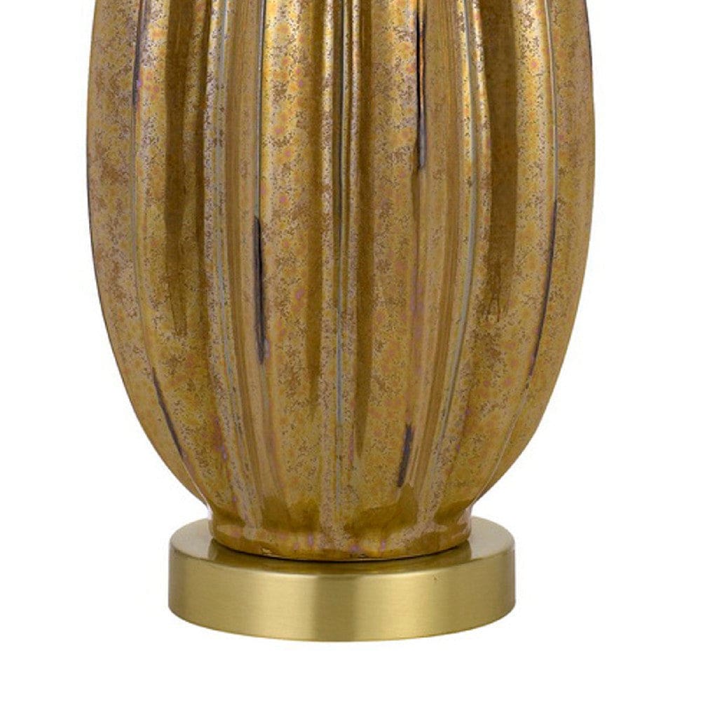 31 Inch Vintage Glass Table Lamp with Dimmer Antique Gold