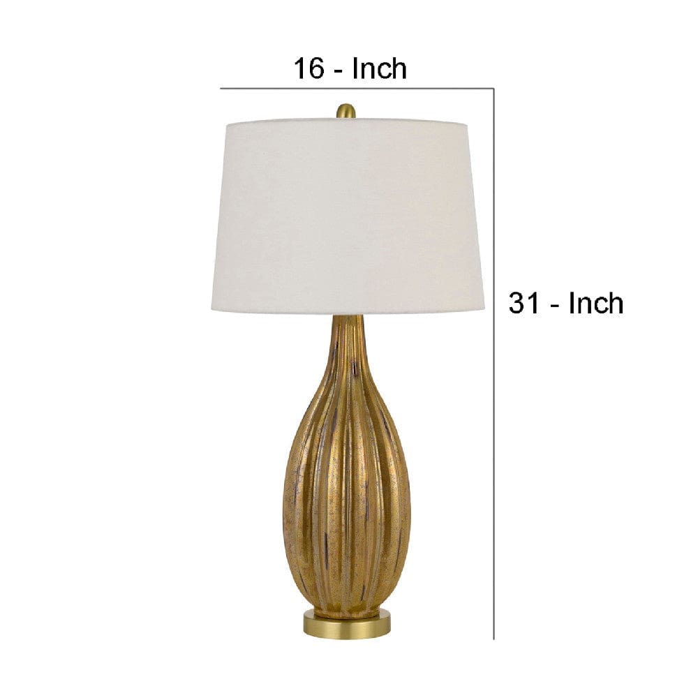 31 Inch Vintage Glass Table Lamp with Dimmer Antique Gold