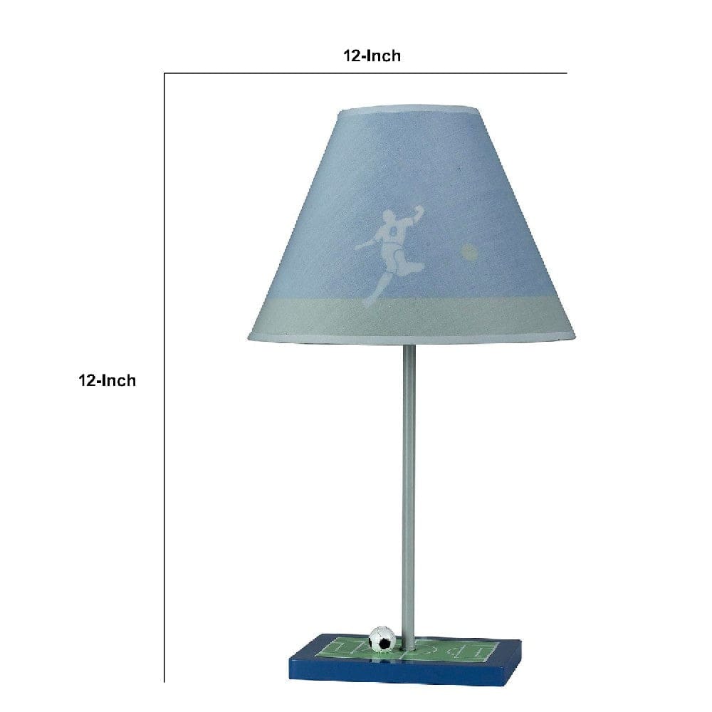 21 Inch Youth Soccer Table Lamp with Cone Shade Blue