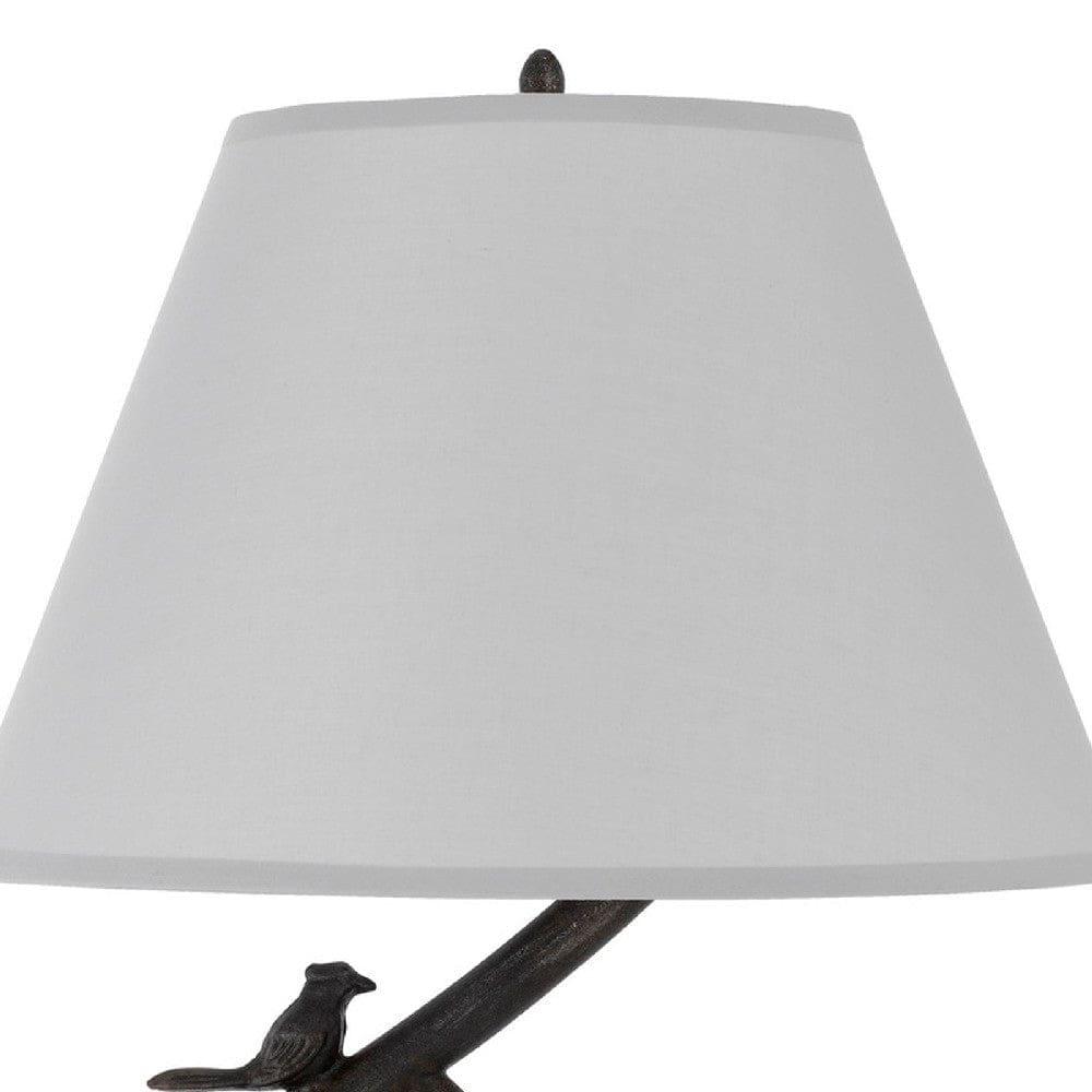 33 Inch Table Lamp with Dimmer Sitting Bird Design Black