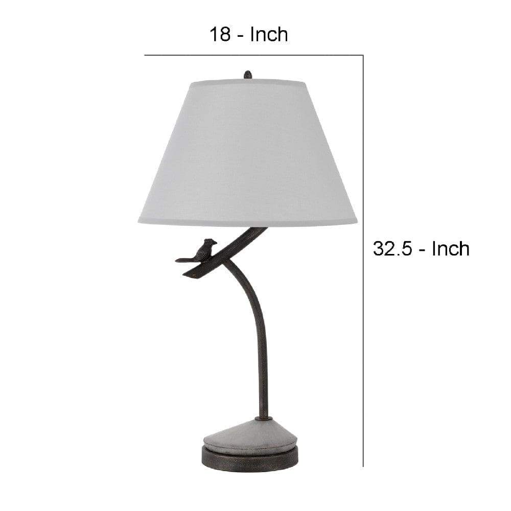 33 Inch Table Lamp with Dimmer Sitting Bird Design Black