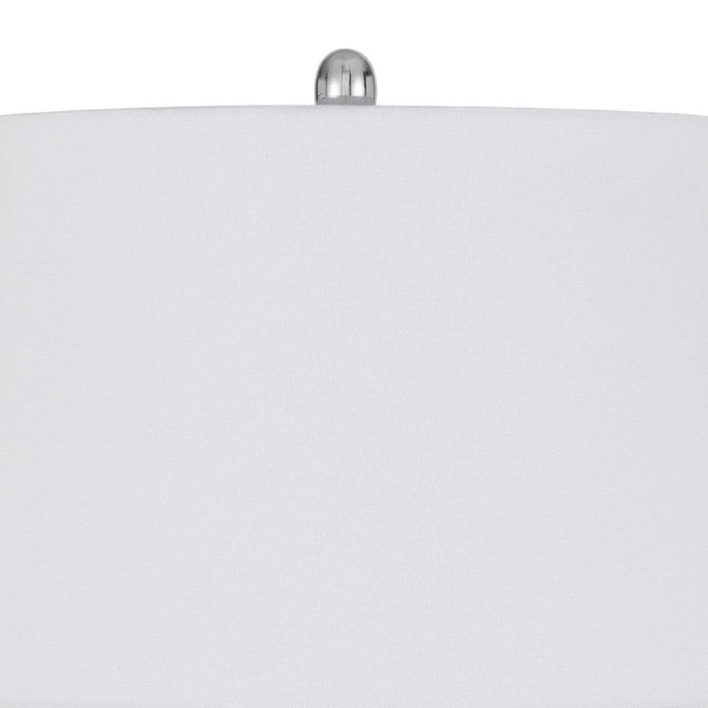 27 Inch Glass Turned Style Base Table Lamp with Dimmer Silver